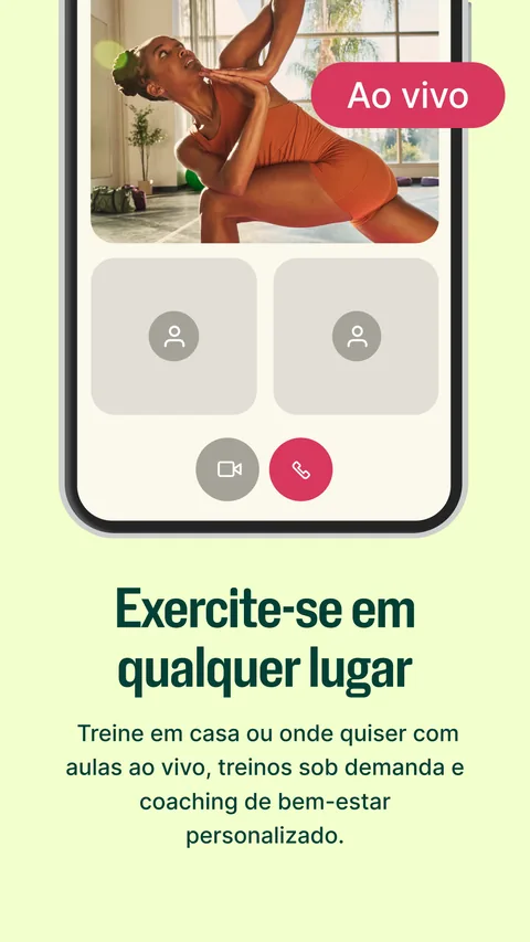 Tela do app Wellhub: aulas ao vivo para treinar em qualquer lugar